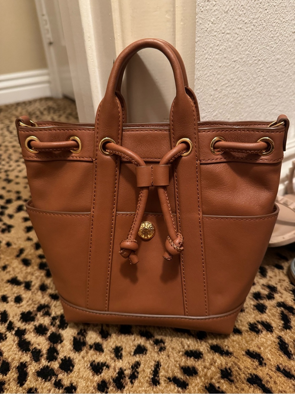 Veronica Beard Mini Goody Leather Bucket Bag
